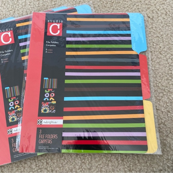 Studio C Striped + Floral File Folders - 6 packs of 3 each NWT - Picture 2 of 4